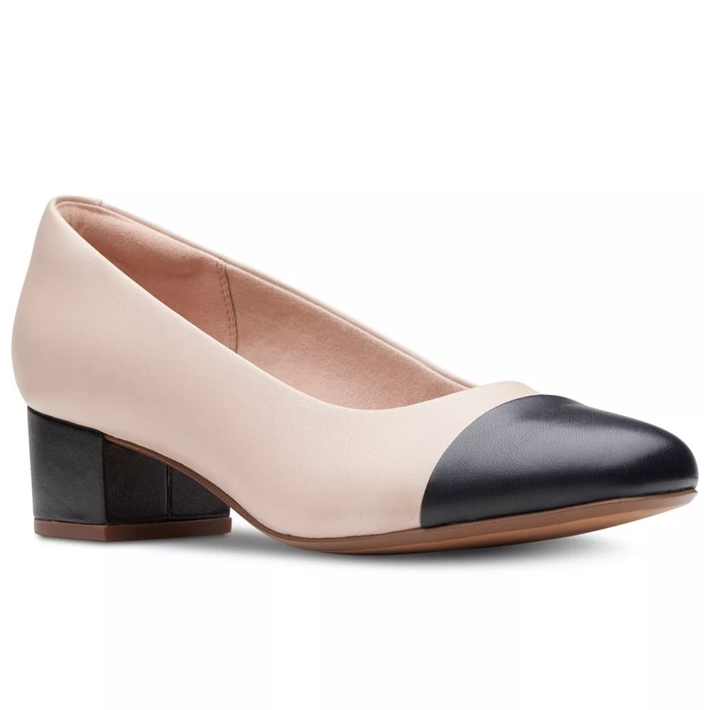 Clark's Women's Chartli Diva Pump in Pink/Nude and Black toe size 11